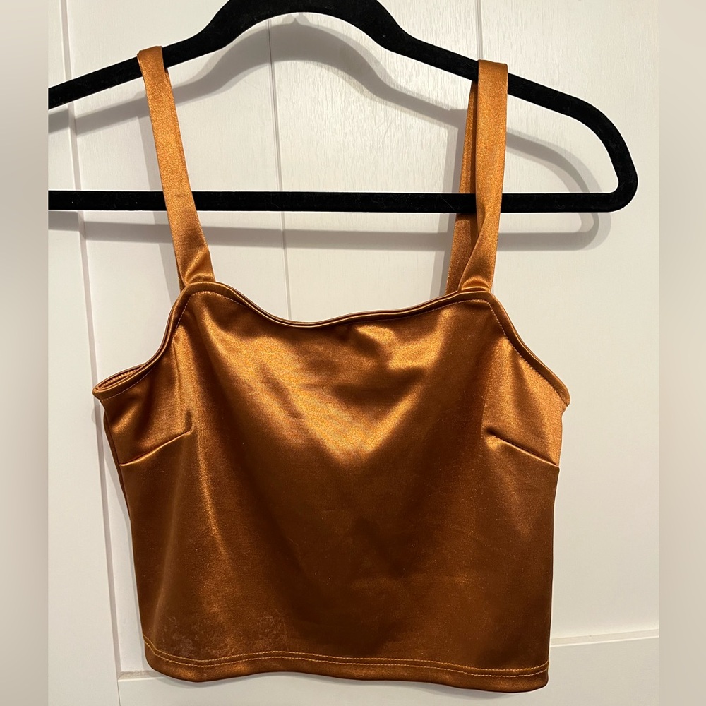 Rust Orange satin crop top